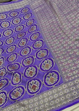 Pure Banarasi Chiffon Khaddi Georgette Saree | Handloom Weave | Multi Meena Work