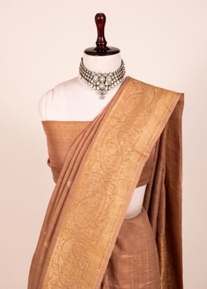 Tussar Khaddi Georgette Khaddi Banarasi Saree
