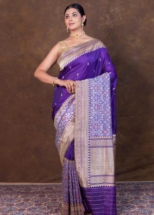 Pure Banarasi Silk Katan Kadhuwa Handloom Saree – Uda Colour,