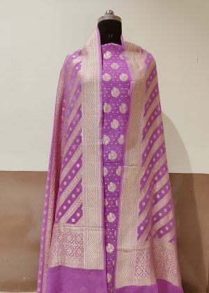Pure Banarasi chiffon khaddi georgette suit-dupatta handloom