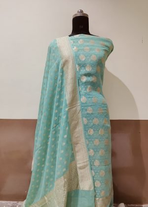 Pure Banarasi chiffon khaddi georgette suit-dupatta handloom
