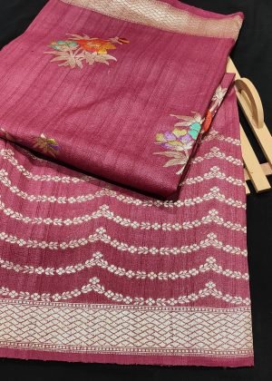 Pura banarasi tussar khaddi georgette saree