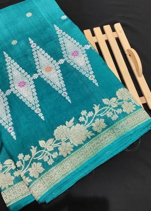 Pure Banarasi tussar khaddi kadhuwa designer saree handloom