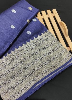 Pura banarasi tussar khaddi georgette kadhuwa saree handloom