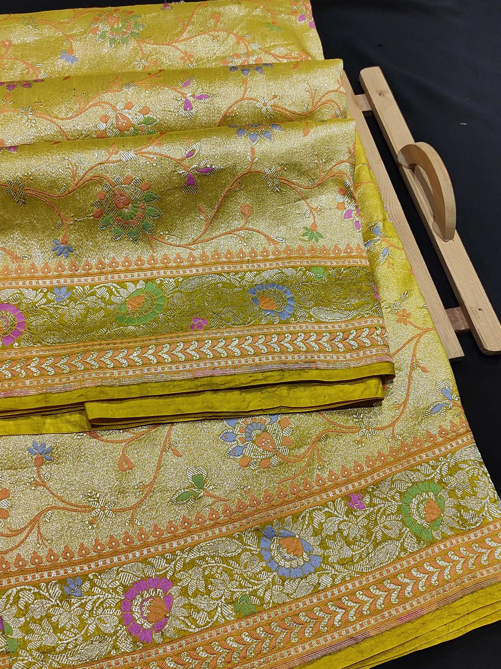 Pura banarasi munga silk tanchue saree borket handloom