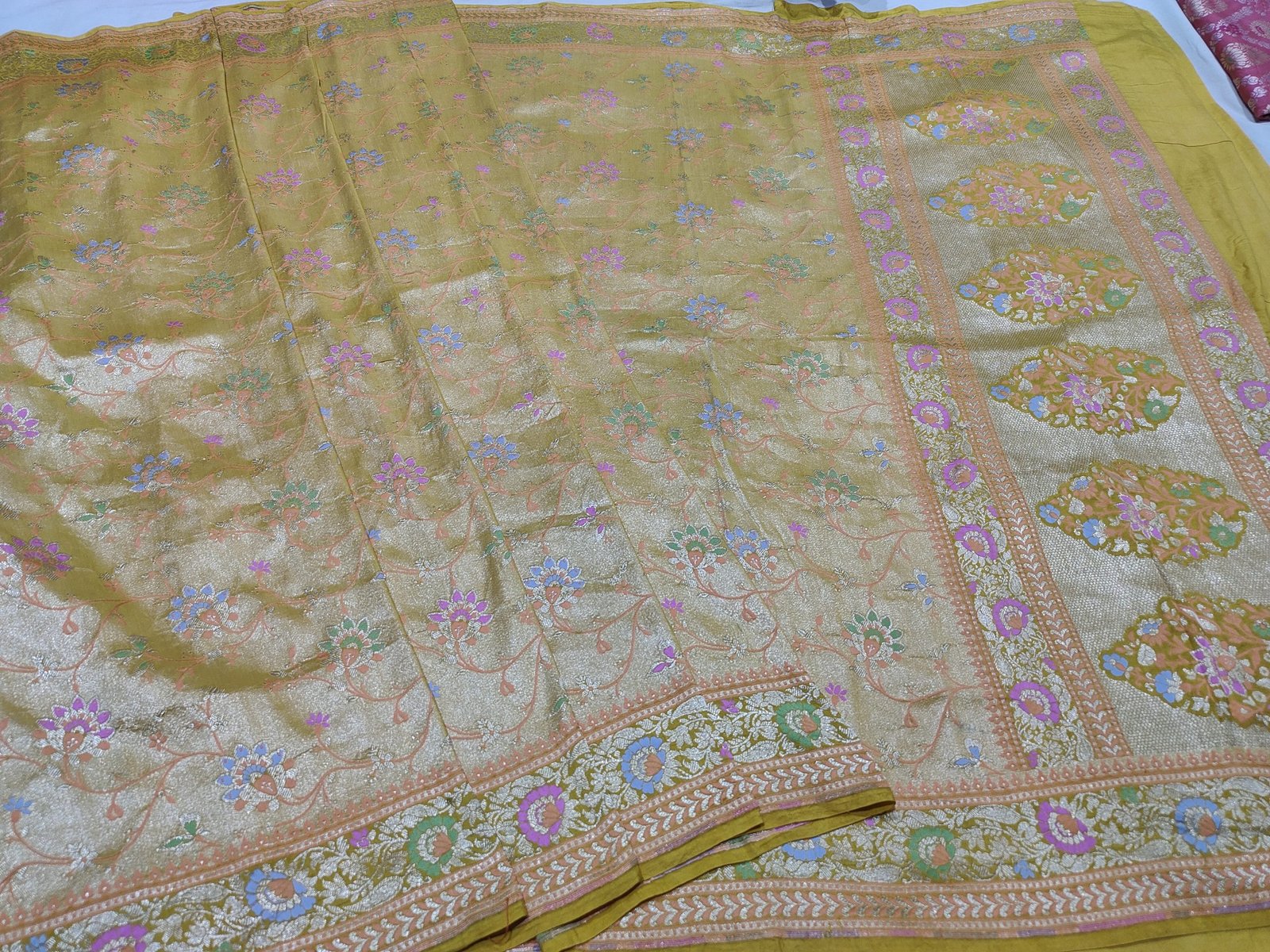 Pura banarasi munga silk tanchue saree borket handloom - Image 2