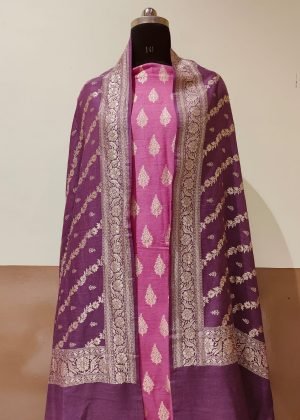 Pura banarasi munga suit-dupatta handloom