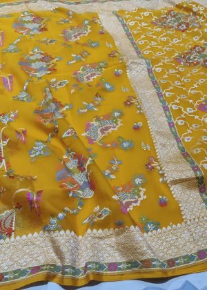 Pura banarasi chiffon khaddi georgette Meena saree