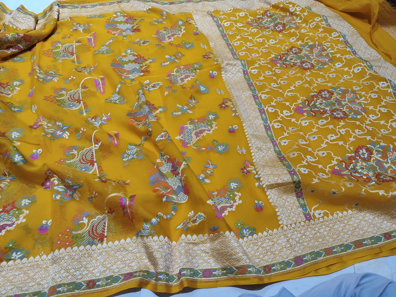 Pura banarasi chiffon khaddi georgette Meena saree