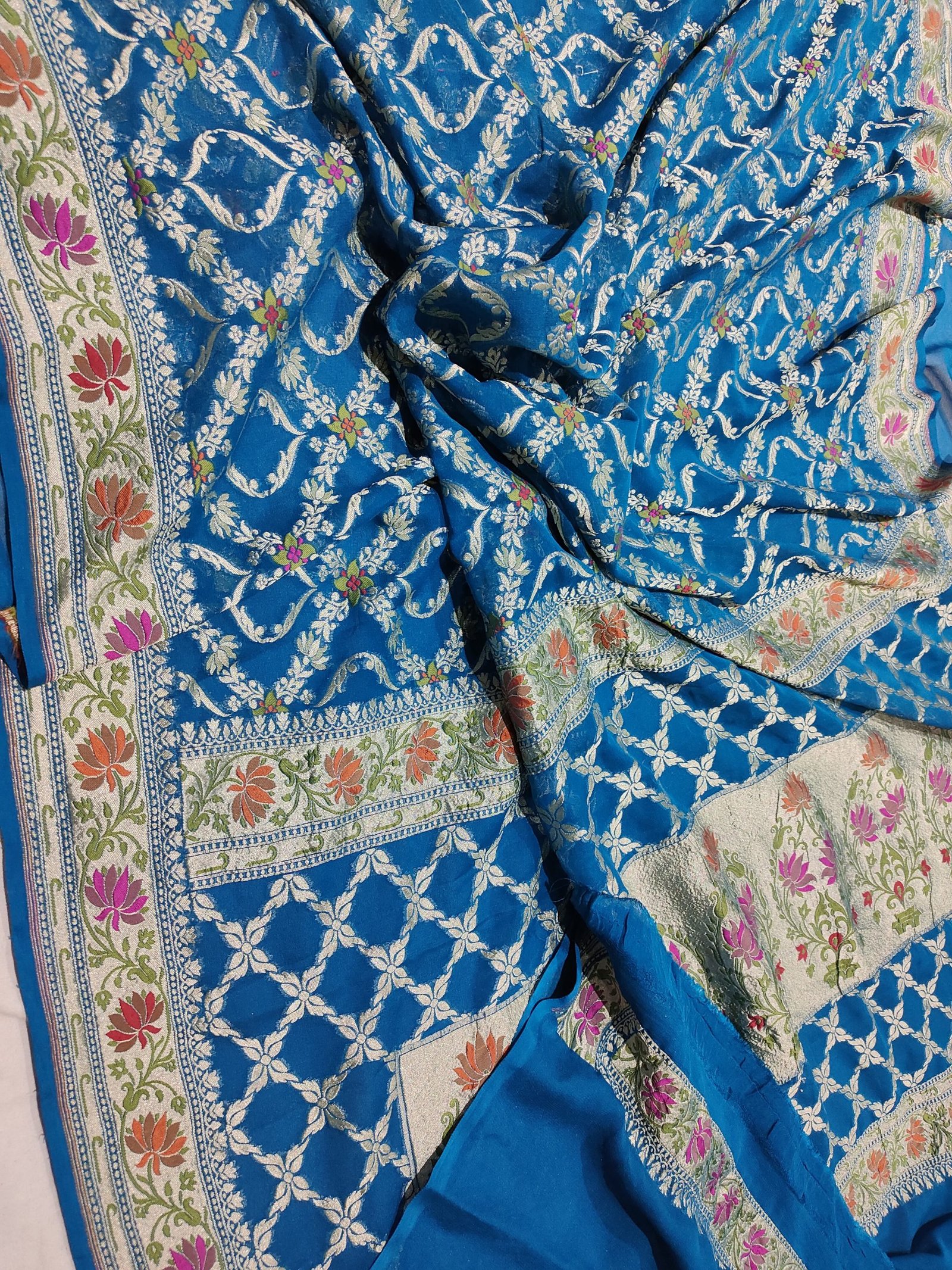 Pura banarasi chiffon khaddi georgette Multi-Colour handloom sarees