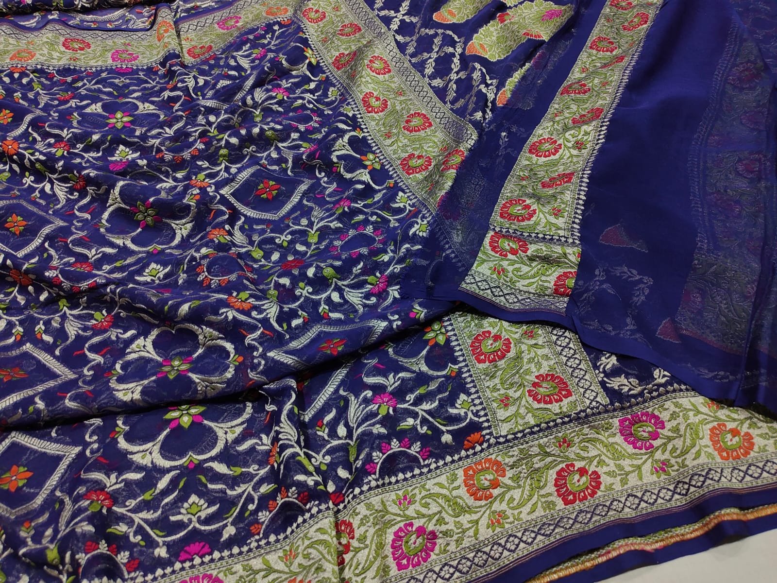 Pure Banarasi chiffon khaddi georgette saree - Image 4