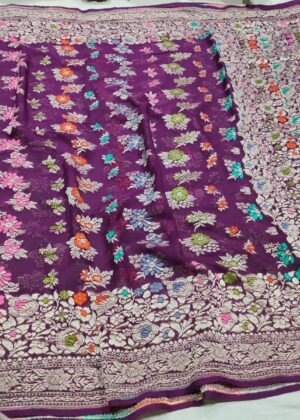 Pure Banarasi chiffon khaddi georgette saree