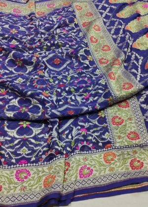 Pure Banarasi chiffon khaddi georgette saree