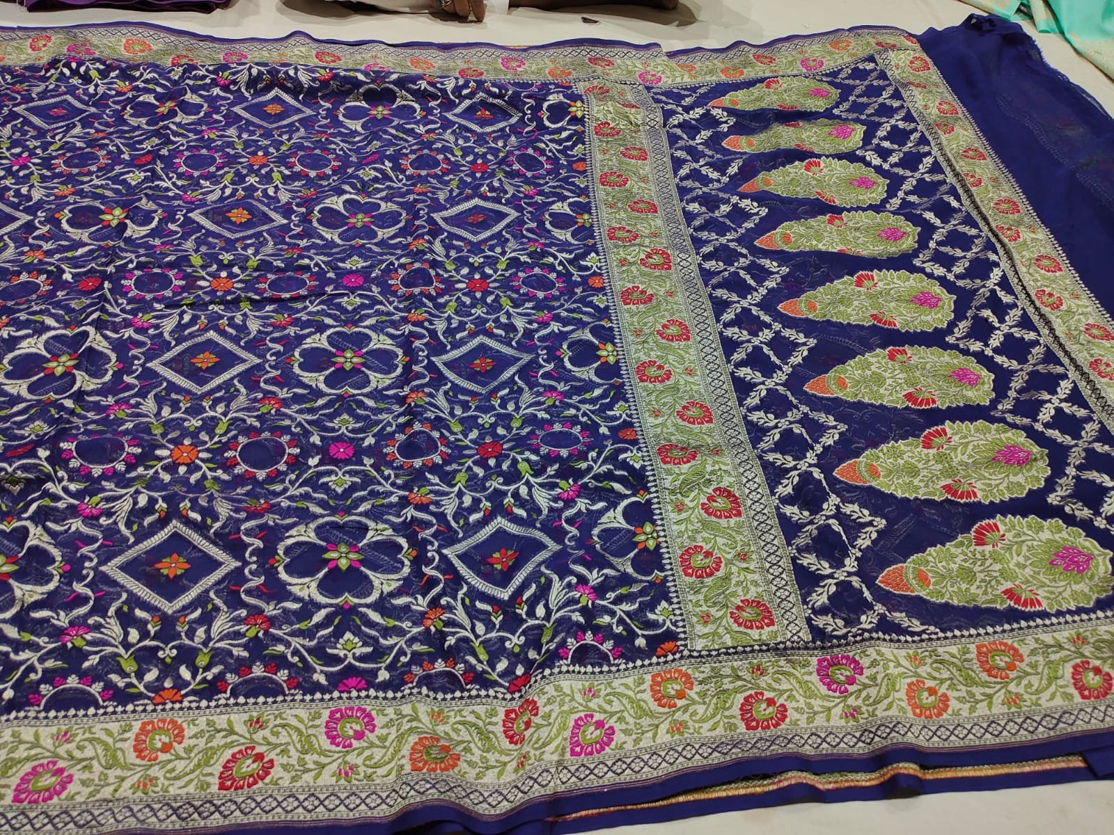 Pure Banarasi chiffon khaddi georgette saree - Image 2