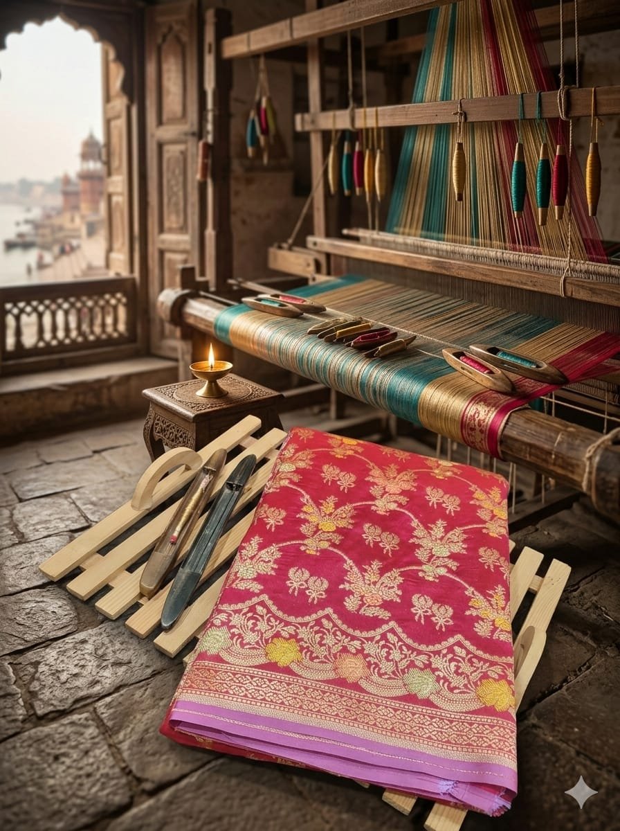 Pure Banarasi Silk Katan cutver saree