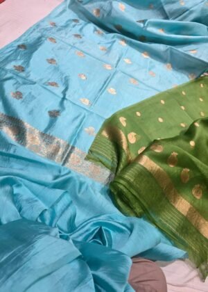 Pura banarasi munga silk suit dupatta 3 ps