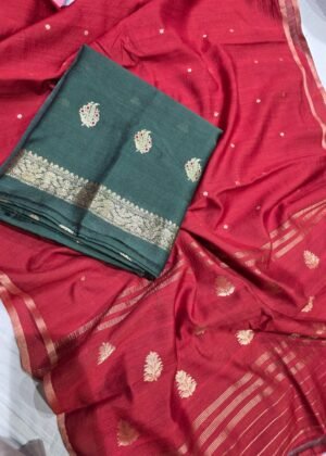 Pura banarasi munga silk suit dupatta 3 ps