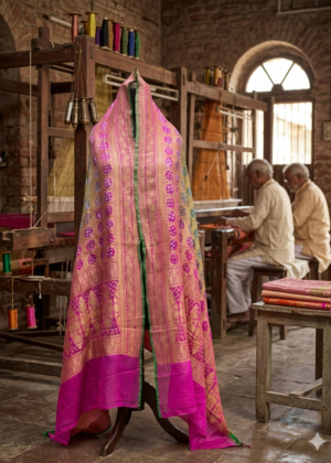 Pura banarasi chiffon khaddi georgette bandhni dupatta