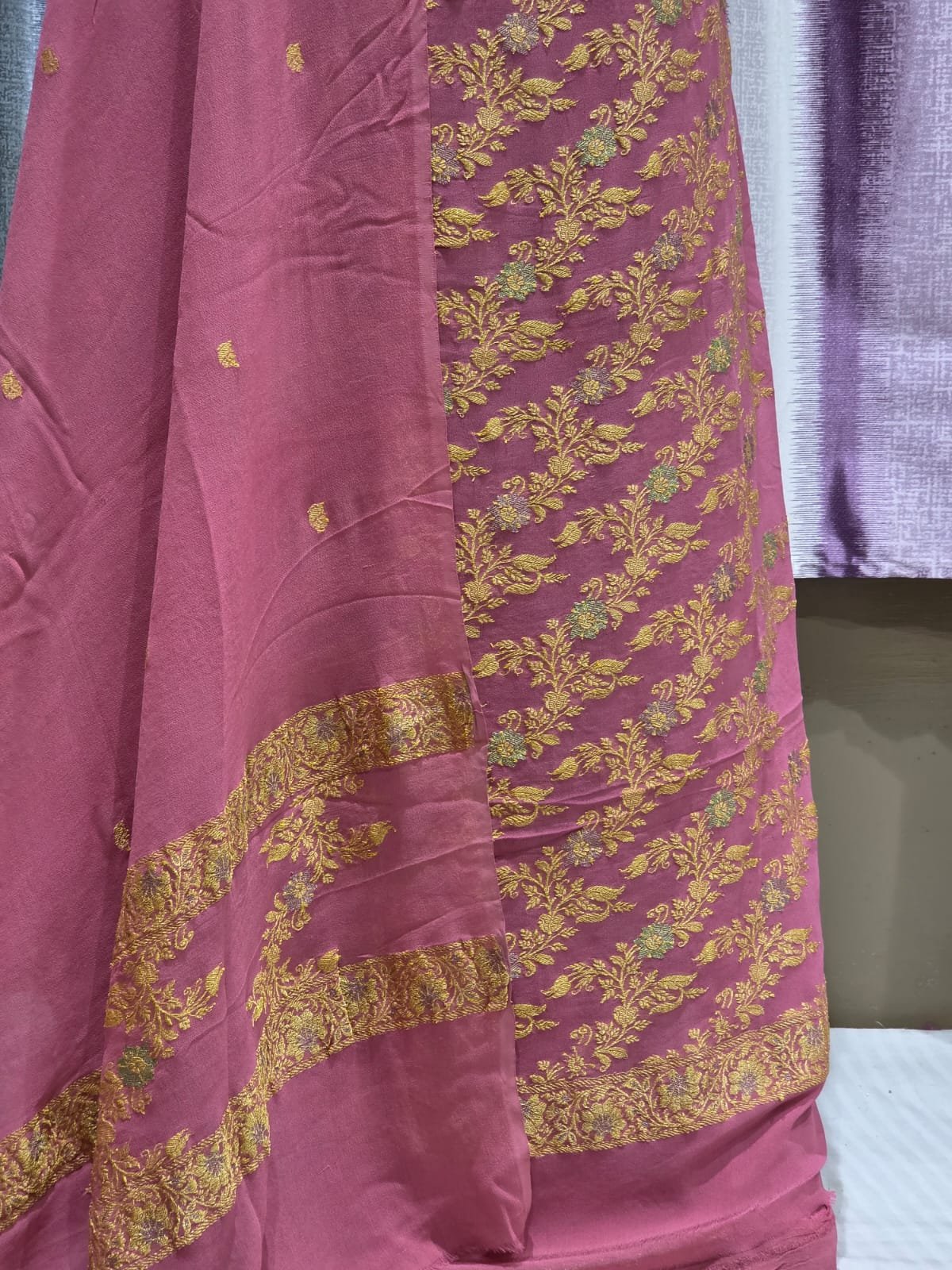 Pure banarasi chiffon khaddi georgette designer suit - Image 3