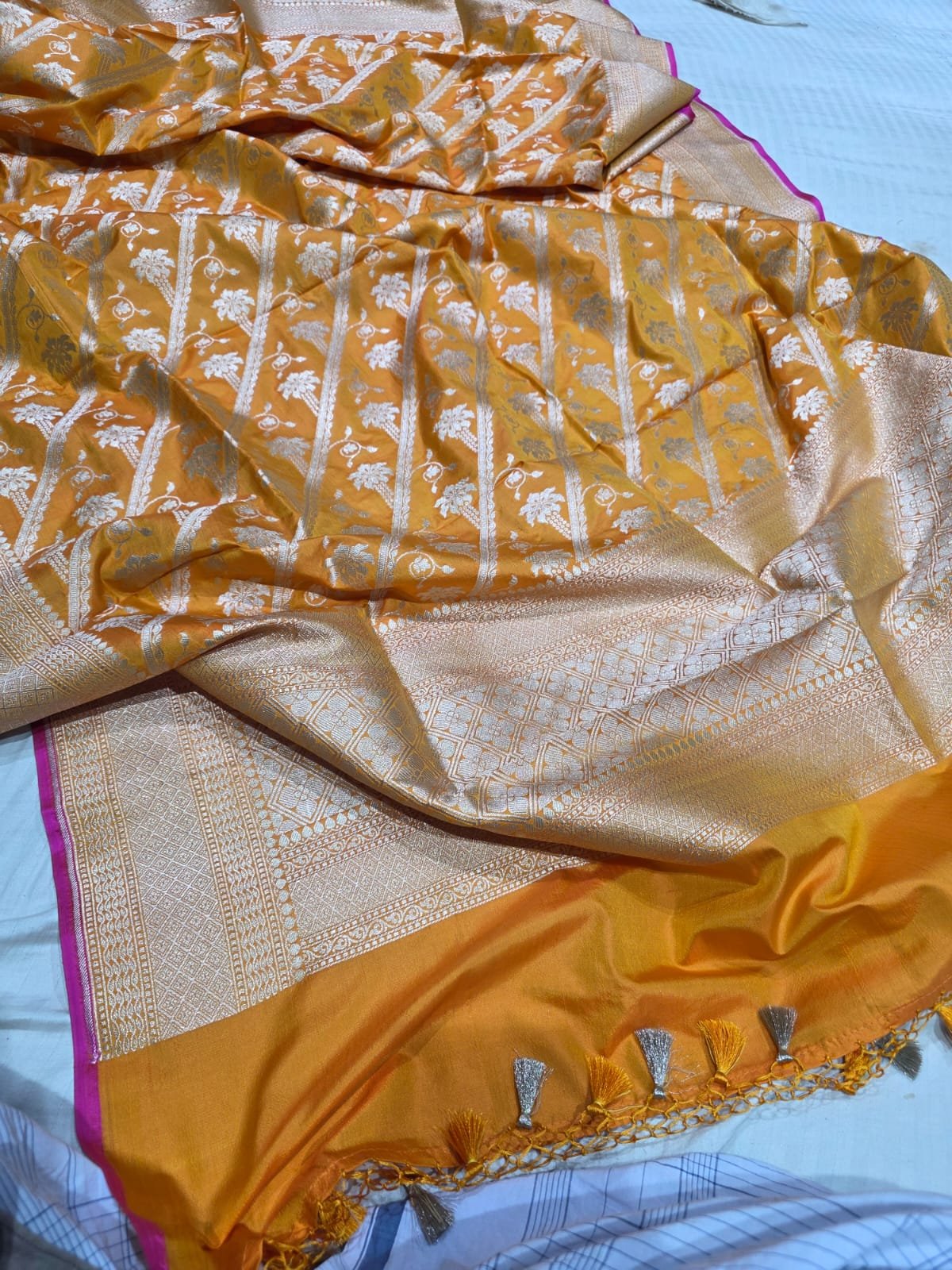 Pure Banarasi Silk Katan Cutwork Dupatta - Image 2