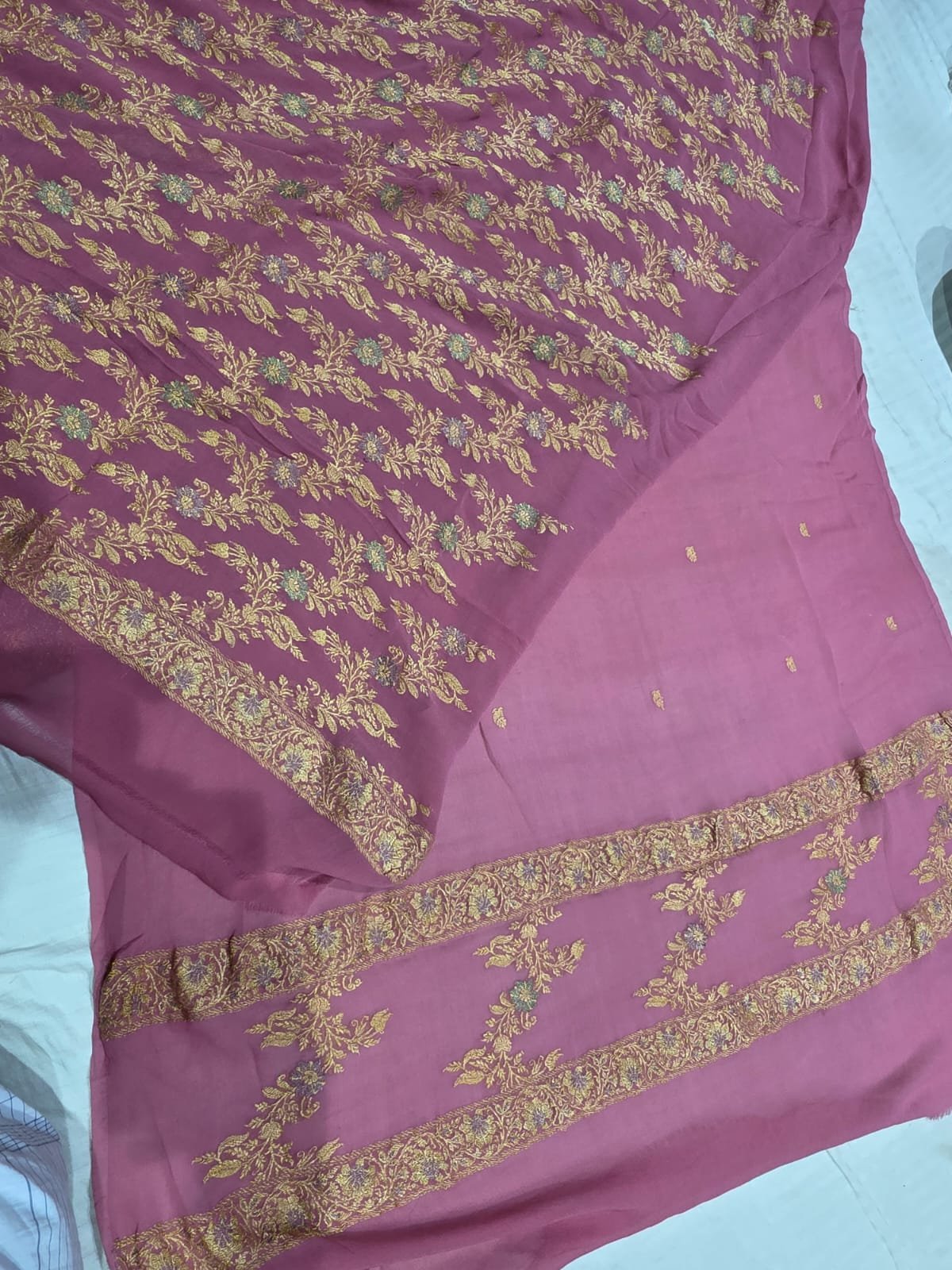Pure banarasi chiffon khaddi georgette designer suit - Image 4