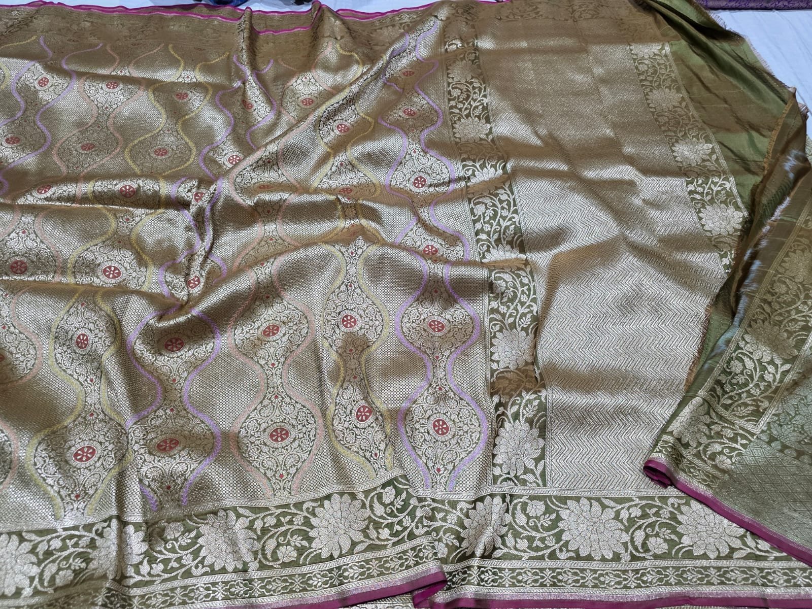Pure banarasi Silk katan Cutwork tanchui saree - Image 3