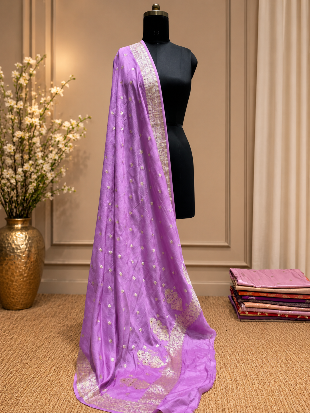 ✨ Pure Banarasi Silk Katan Cutwork Dupatta ✨