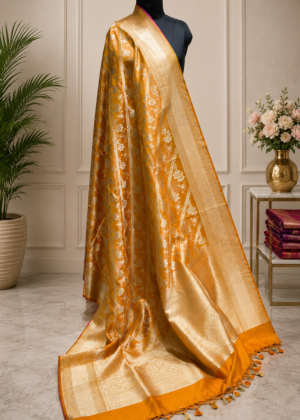 Pure Banarasi Silk Katan Cutwork Dupatta