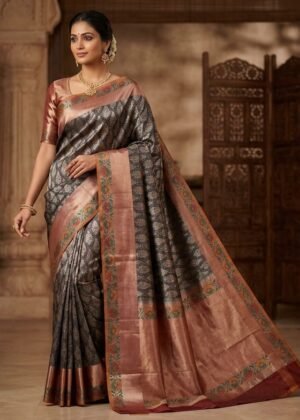 Pure Banarasi Silk Katan Kadhuwa Brocade Tanchui Saree